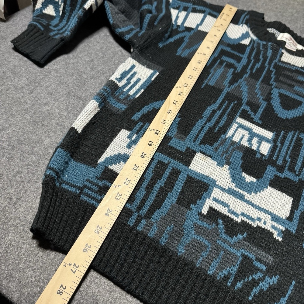 VTG 90s Townsend Lake Abstract Geometric Art Knit Sweater Mens M Grandpa Indie - Picture 9 of 9